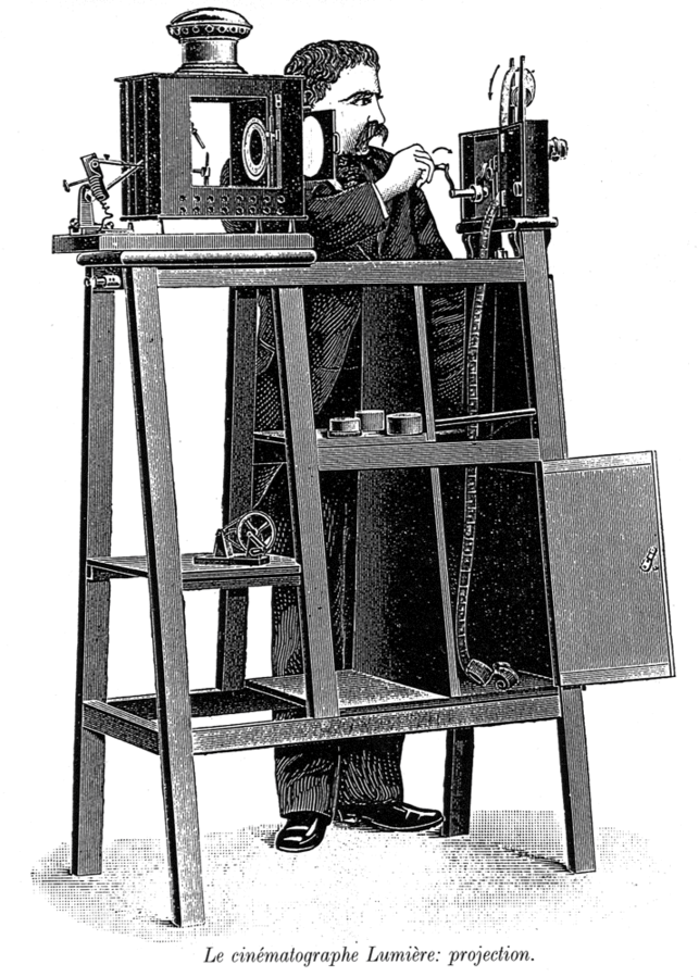 A drawing showing a cinematographer.